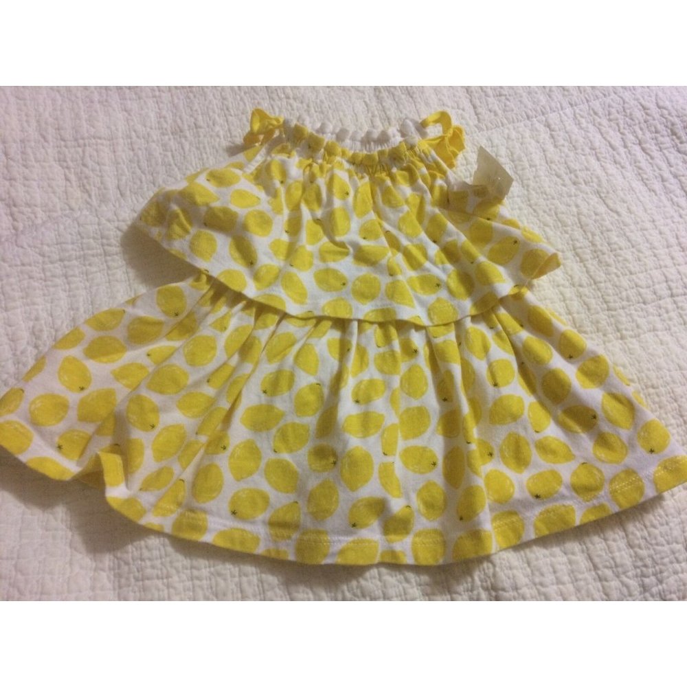 BabyGap White Yellow Lemon Print 100% Cotton Sun Dress GUC 3-6 Months Summer